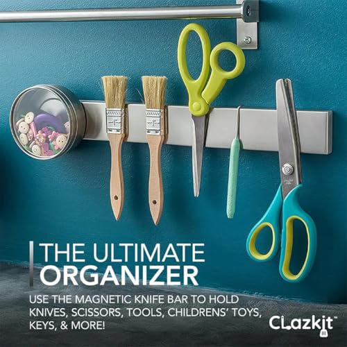 Image of Clazkit 12 Inch Stainless Steel Magnetic Knife Bar with Multi-Purpose Functionality as a Knife Holder, Knife Strip, Magnetic Tool Organizer, Art Supply Organizer & Home Organizer
