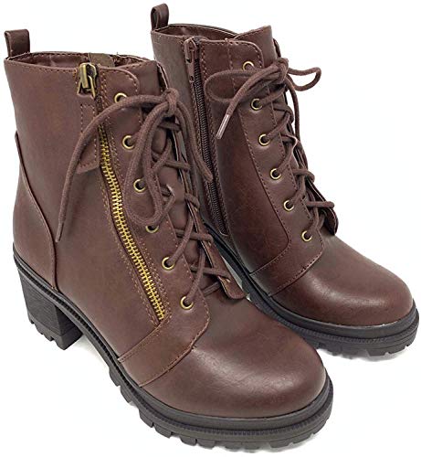 Image of Soda Women's Malia Faux Lace Up Chunky Lug Sole Combat Boot