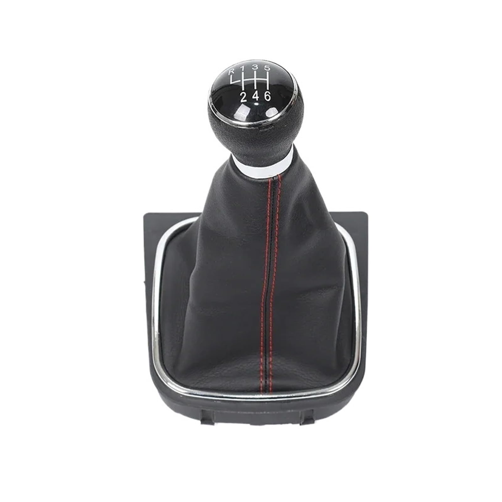 Fpterjz 6 Speed Red Line Gear Knob For Vw For Golf 5 V 6 Vi Mk5 Mk6 For Jetta 2005-2014 5/6 Speed Stick Gear Shift Knob With Leather Boot Car Gear Shift Knob(6 Speed Red Line)