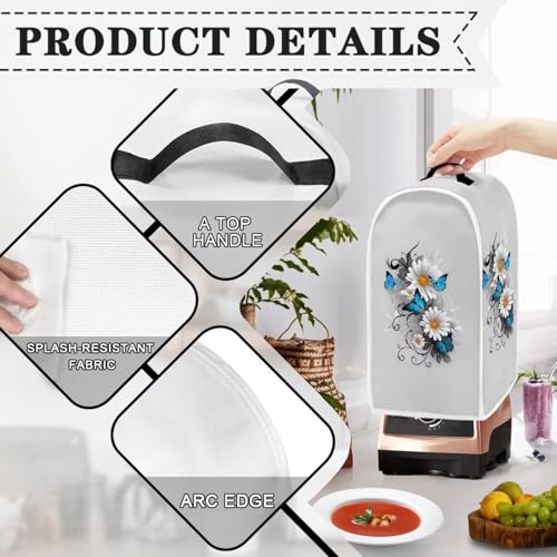 Image of Talayituse Daisy Butterfly Print Blender Dust Cover, Fingerprint Protection Cover for Stand Mixer or Coffee Machine, Home Kitchen Appliance Covers for Stain Dust Resistant Supplies