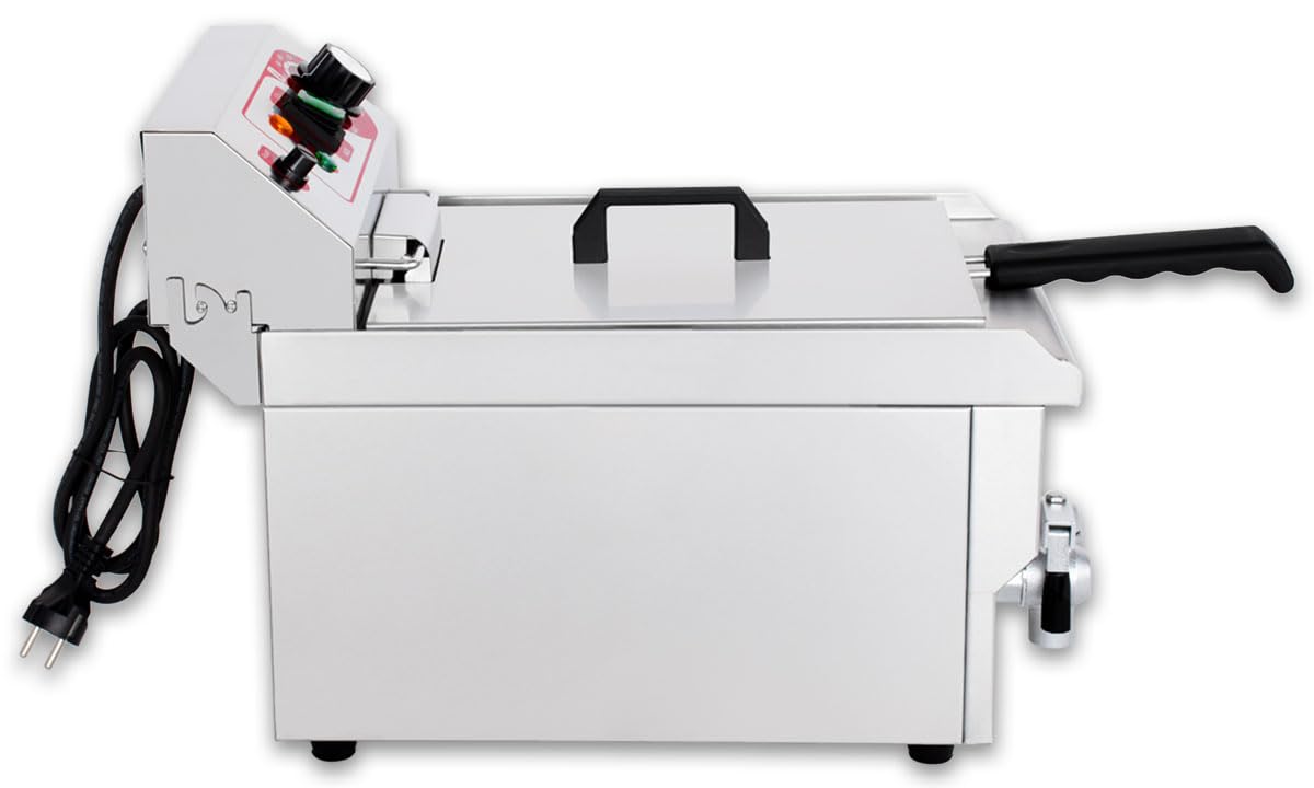 Beeketal BWF-101P Profi Gastronomie Kaltzonen Fritteuse 10 Liter Edelstahl Doppelheizspirale Temperaturkontrolle Fettablaufhahn