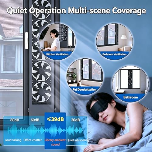 Image of 27.6-29.5 Inch Vertical Window Fan For Sliding Windows -Stepless Speed Control Window Exhaust Fan Waterproof Vertical Window Fan With Living Rooms Bedroom Attics Garages