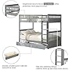 Merax Wood Bunk Bed with Drawers,Convertible Wood Bunk Bed with Ladders and Two Storage Drawers,Solid Wood Detachable Bunk Bed Frame with Ladders,Twin Over Twin Size,Grey