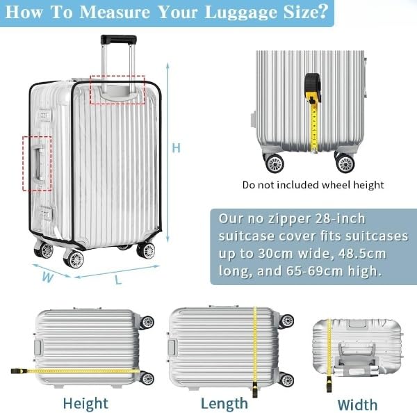 Image of Touristiano PVC Zippered Clear PVC Wheel Suitcase Covers Protectors Soft Side Waterproof Dustproof Case for Wheeled Luggage Trolley Protective Covers (Size - Large 68 x 33 x 46 Cm)
