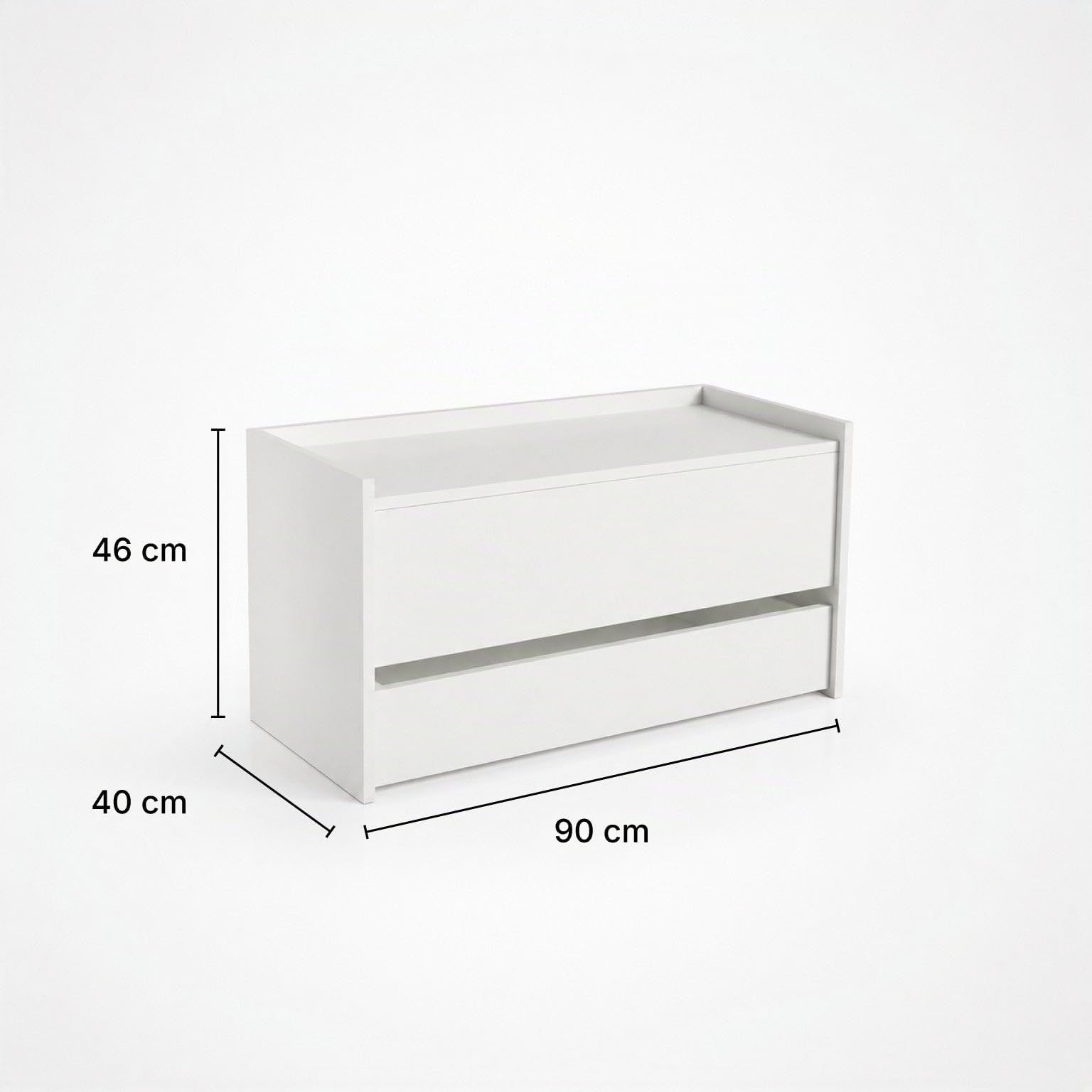 The White Stone Cassapanca Contenitore Bianca con Cassetto Inferiore e Vano Interno | Panca Ingresso Salvaspazio con Chiusura Soft Close | Baule Multiuso 90x40x46 cm