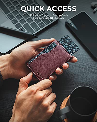 Image of VULKIT Card Holder Wallet with Double ID Windows RFID Blocking Pop Up Wallet Minimalist Design for 12 Cards