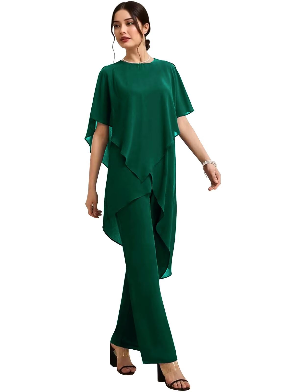 Chiffon Mother of The Bride Pant Suits for Wedding 2 PCS Formal Pant Suit Wedding Guest Outfits