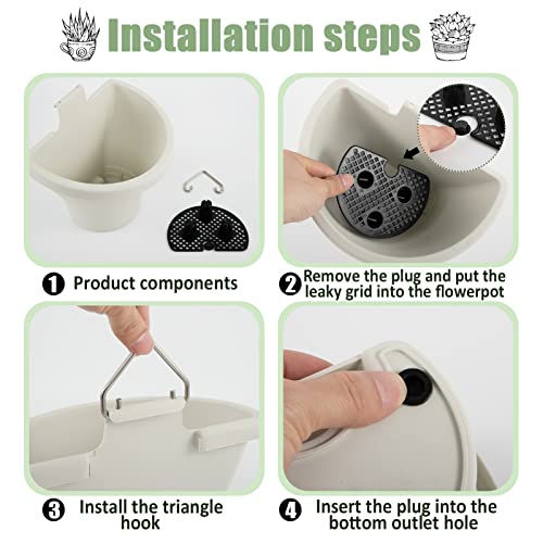 Madholly 6Pcs Hanging Vertical Planter- Plastic Wall-Hanging Flowerpot With Hooks Leaky Grid- Free Combination Wall Mounted Planter For Outdoor Yard Garden Indoor Hanging Decorations (Off-White) #TOP5