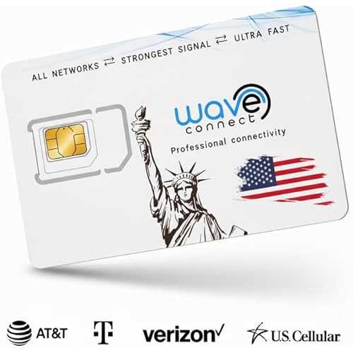 24 GB / 12 Months: Wave Connect 24GB Data SIM Card for 360 Days - Works with All Major US Networks - Prepaid IoT SIM for Unlocked Security Cameras, Solar & Trail Cameras - Triple Cut 3-in-1
