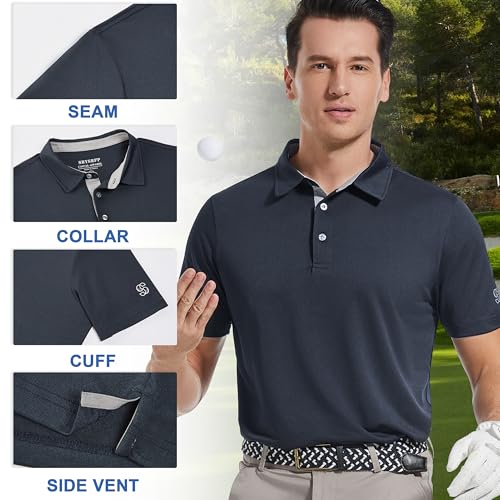 Image of Mens Golf Shirt Short Sleeve Moisture Wicking Dry Fit Performance Solid Pique Collared Golf Polo Shirts for Men