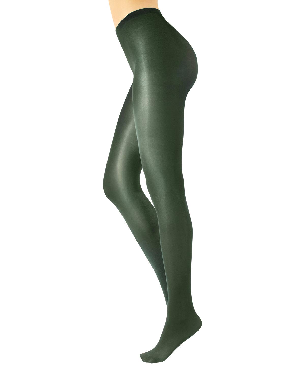 CALZITALY Shiny Tights, Glossy Tights, Opaque Tights | Black, Green, Mystic Green, Bordeaux, Blue | S, M, L, XL | 70 DEN | Made in Italy (M, Green)
