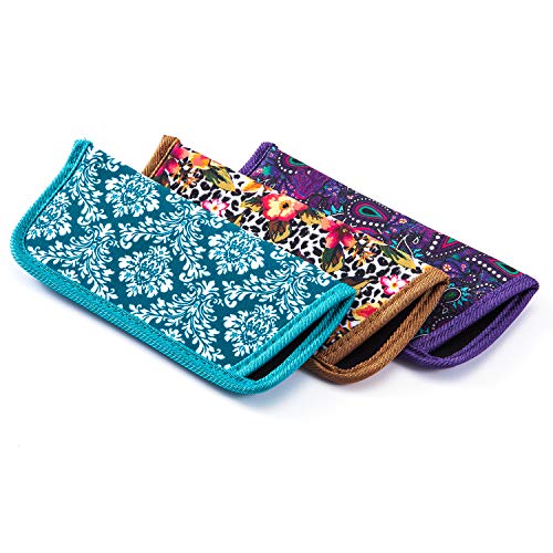 Image of TRIUMPH VISION Reading Glasses Pouch Eyeglass Sleeve Soft Case Slim 3 Pack | Alternative to Bulky Case Lightweight,Neoprene Lined Padded Protect Optical lens Slip in, Cute Pattern Portable for Daily Use