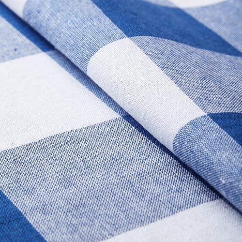 Image of Encasa XO Cotton Table Runner for 4 to 6 Seater | Size 13x72 in | Buffalo Blue Checks - Machine Washable & Durable