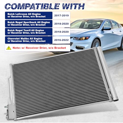 Image of Air Conditioning A /C Condenser Compatible with Buick LaCrosse 2017-2019, Chevrolet Malibu 2016-2022