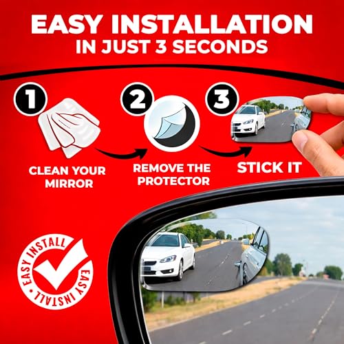 Image of Blind Spot Convex Car Mirror - Rearview Accessories for Car Interior - Automotive Blindspot Mirrors for Larger Image and Improved Traffic Safety (2-Pack)