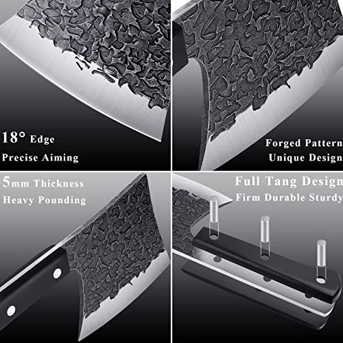 Serbian Chefs Knife Bundle With Heavy Duty Meat Cleaver Chopping Axe Viking Gift Men Hunting Camping Outdoor Kitchen #TOP3