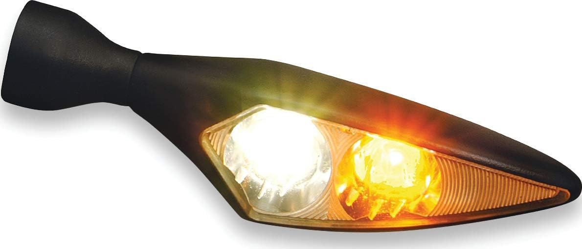 Kuryakyn 2539 Motorcycle Lighting Accessory: Kellermann Micro Rhombus PL, LED Running/Turn Signal/Blinker Light, White/Amber, Front Right, Chrome, Pack of 1