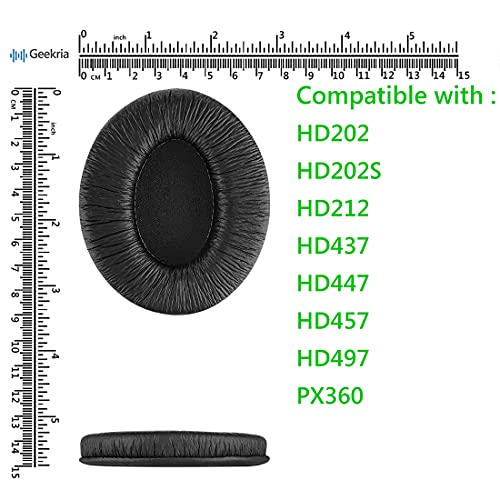 Almohadillas de repuesto Geekria para auriculares Sennheiser HD202, HD202S, HD212, HD437, HD447, PX360, HD203, HD212-Pro, EH150, EH250, HD62-TV (Negro) miniatura 6