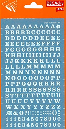 APLI DDB4F - Letras e números transferíveis brancos 6 mm, 214 caracteres