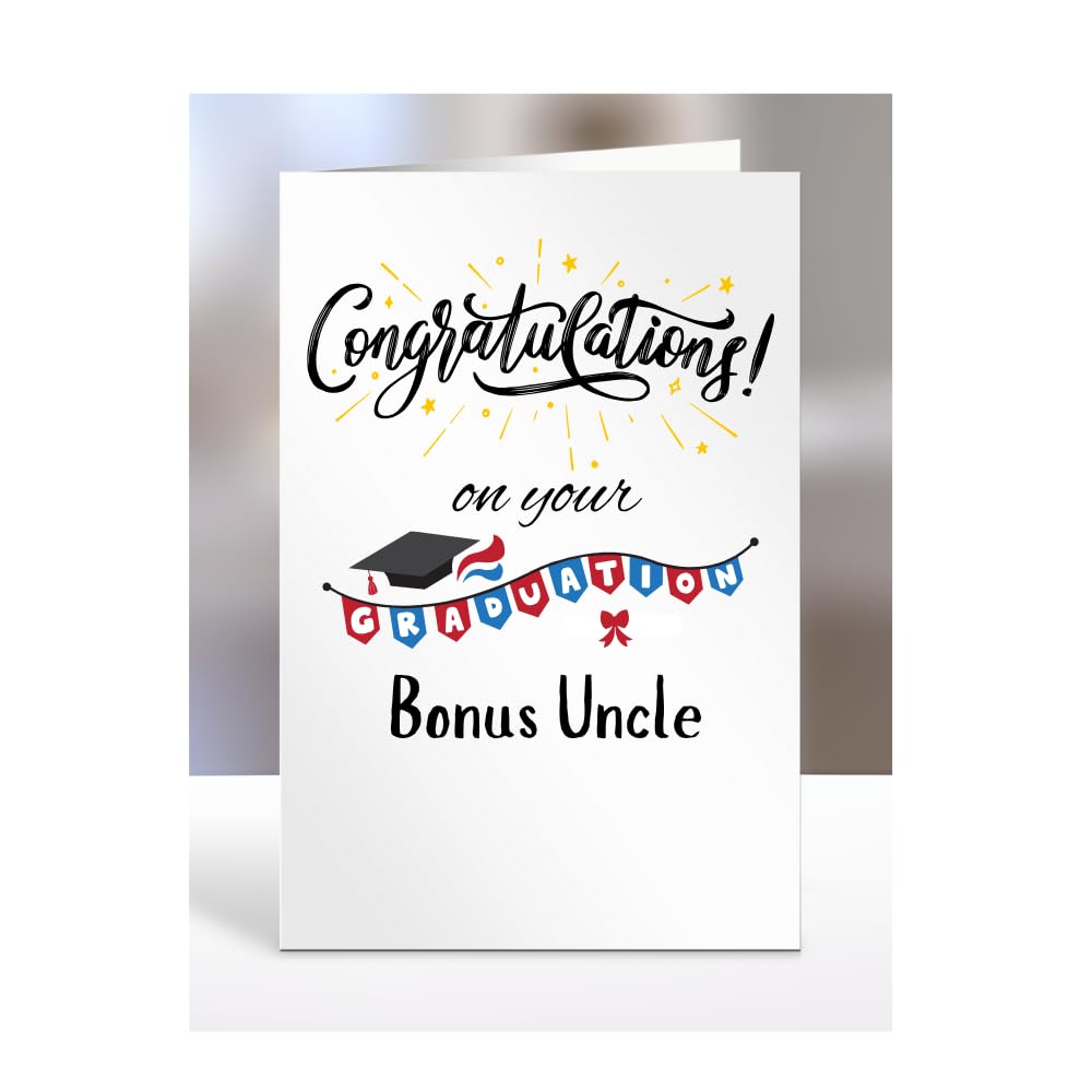 Congratulations on your graduation Bonus Uncle card present, gifts for men, women, female, male, A5-130_32