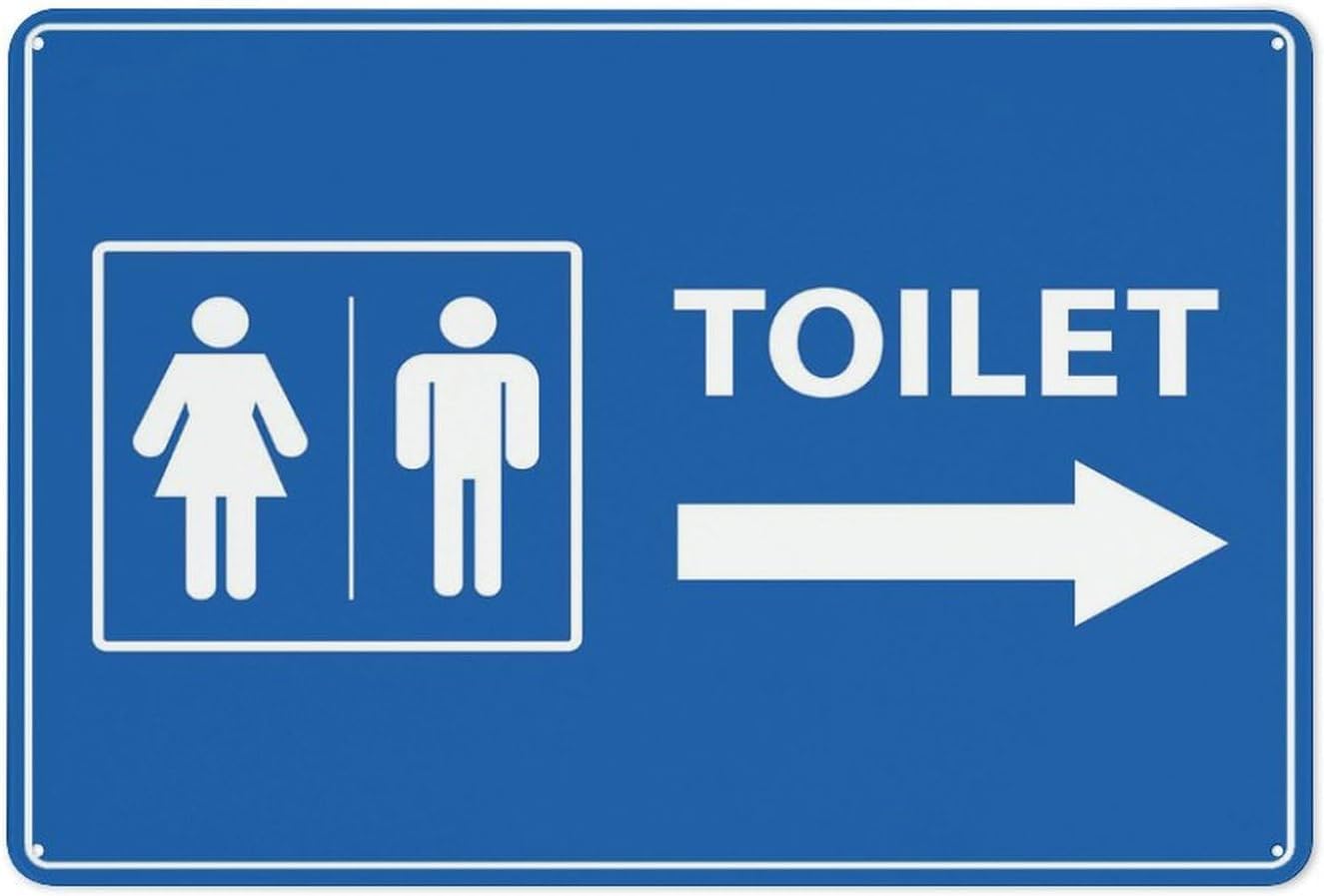 Unisex Toilet Arrow Right Metal Tin Sign Aluminum Warning Signs For Indoor & Outdoor Yard Lawn Sign Home Decor 8x12 inch
