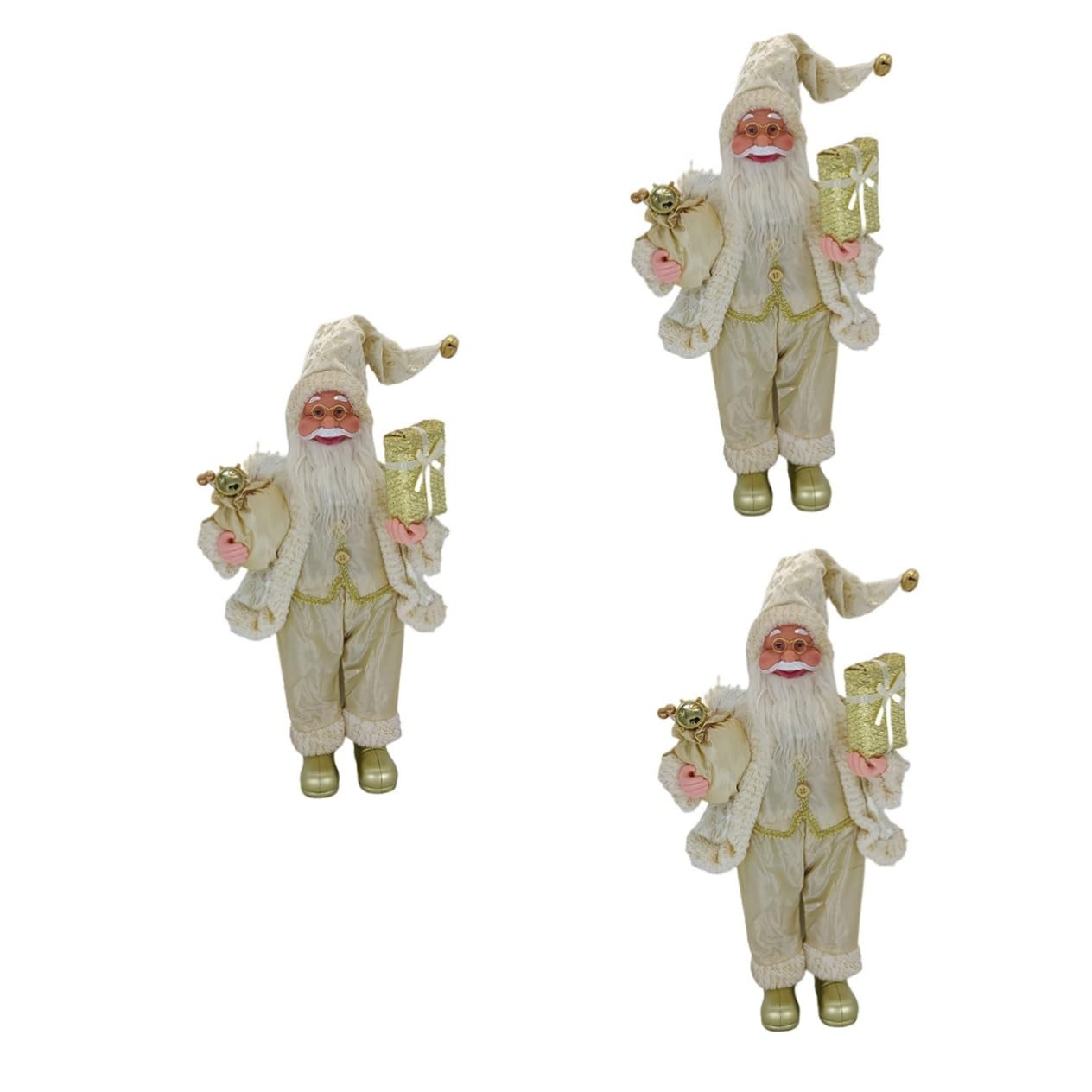 Zerodeko 3 Pezzi Babbo Natale in piedi Vacanza Figurina christmas party regalini natalizi decorazioni natalizi statuina di babbo natale di natale statua di Babbo Natale plastica Golden