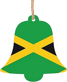 jamaica flag Wooden Bell Shape Christmas Decoration Set - Can be hung on Christmas trees and windows - 6-Piece Set