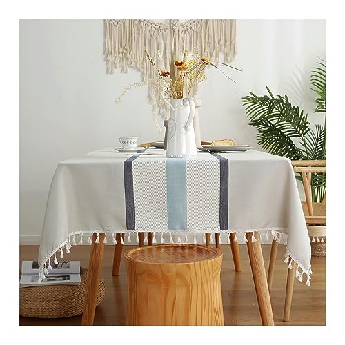 Nappe rectangulaire bleue à motifs géométriques symétriques pour décoration de table chic - 2