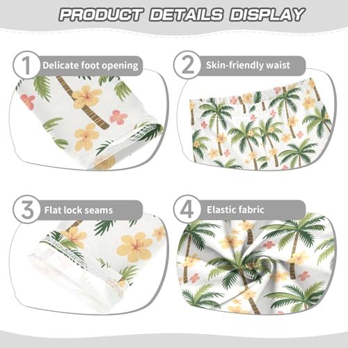 Palm Trees Flowers A Girls Leggings Athletic Pants Tights Stretch Bottom3