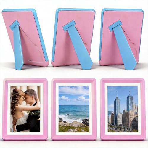 vilkok 5x7 Picture Frame,6 Pack, Fits 5x7 Photo or 4x6 with Mat, Acrylic Front & Durable ABS Frame, Shatterproof UV-Resistant Tabletop Display, Vertical/Horizontal Home Décor Frame, Double Colors