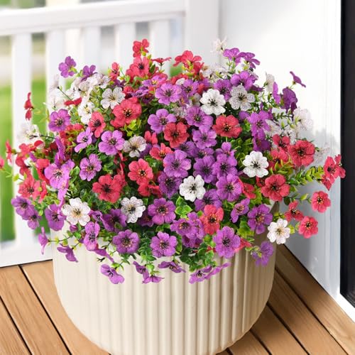 INQCMY Artificial Flowers for Outdoors Faux Plants Fake Flowers Spring