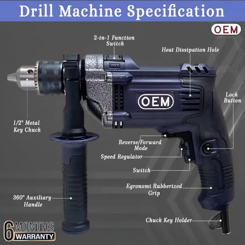 Image of OEM 13mm IMPACT Drill 810 Watt Professional With 6 MONTHS Warranty Reverse Forward With Speed Control | Impact and Drill Feature | Full Copper Motor | Low Speed Stability, Metal Head