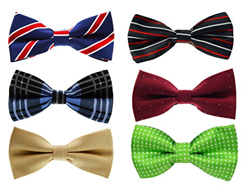 TIGER MAMA Men's Pre-tied Adjustable Bow Tie 6pc Mixed Lot