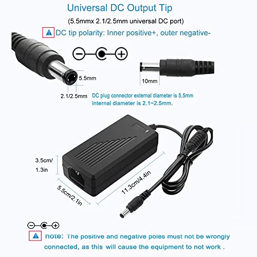 MTYTOT 12V 5Amp Power Supply AC/DC Adapter 100V-240V AC to DC 12Volt 5A 3Amp 2A 1A Power Adapter Supply Transformer 5.5mmX 2.5mm 2.1mm Plug for 12V LED Strip Lights Security Camera - Thumbnail 3