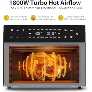 Beelicious Pro 32QT Extra Large Air Fryer 19 In 1 Air Fryer Toaster Oven Combo with Rotisserie and Dehydrator Digital Convection Oven Countertop Airfryer Fit 13 Pizza 1800w Black
