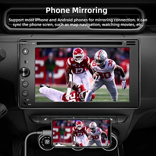 Double Din Car Stereo With Cd/Dvd Player Apple Carplay & Android Auto, 7 Inch Car Radio With Bluetooth And Backup Camera, Touch Screen, Mirror Link, Steering Wheel Control, Usb/Tf/Aux Input, Am/Fm #TOP6