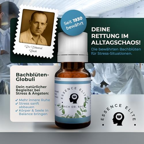 Essence Elite Bachblüten Globuli 10g - Natürliche Unterstützung bei Prüfungsangst und täglichem Stress, Bachblüten zur Beruhigung