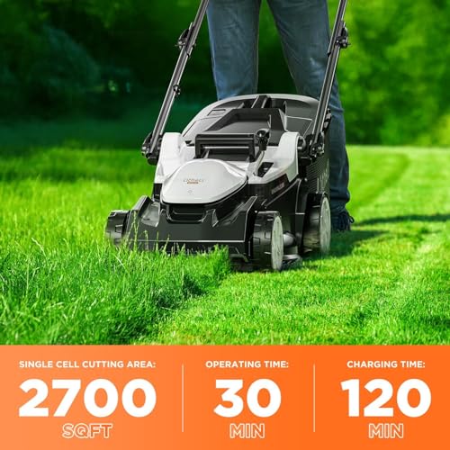 Litheli 40V (2 x 20V) 16" Electric Lawn Mower Cordless, Brushless Lawnmower with 6-Height Adjust, Portable & Lightweight Push Battery Powered Lawn Mower (2 * 4.0AH Batteries Included) - Image 7