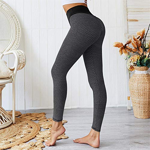 Calça legging feminina de cintura alta emagrecedora para ioga da Farktop, Preto, S