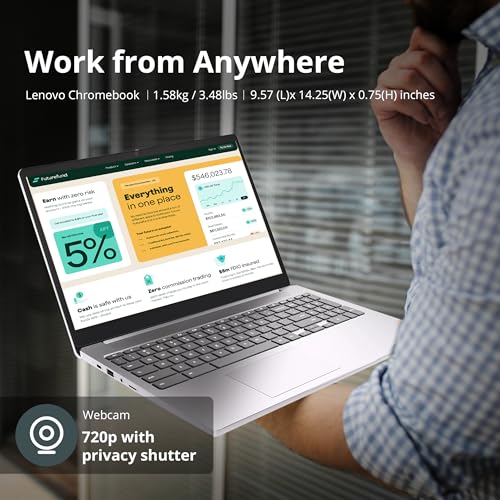 Image of Lenovo IdeaPad 3 15.6 inch FHD Anti-Glare Chromebook, Intel Celeron N4500, 4GB LPDDR4 RAM, 224GB Storage (64GB eMMC & 160GB Docking Station), Intel UHD Graphics, HD Camera, HD Audio, Chrome OS, Grey