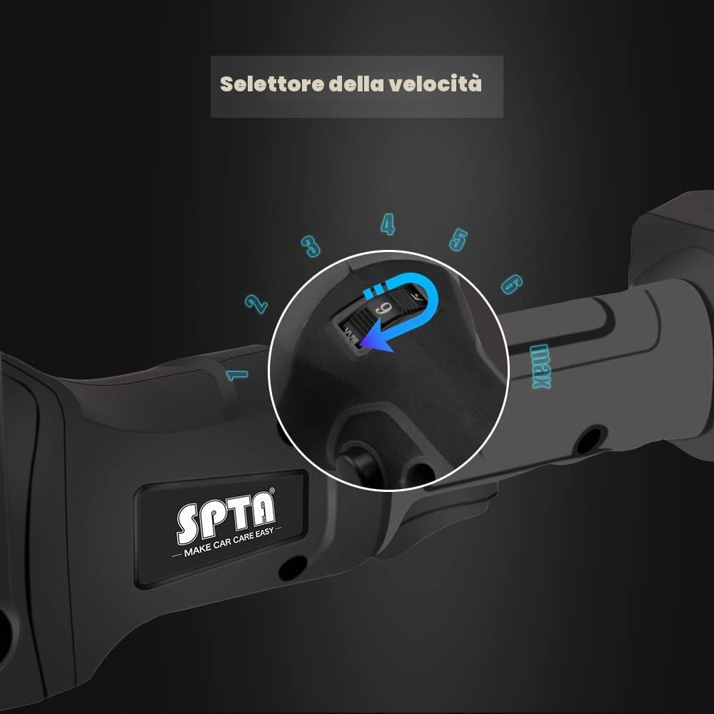 SPTA Lucidatrice per batteria per auto, Lucidatrice a rotazione forzata Cordless Kit di lucidatura per lucidatura elettrica Set di tamponi per lucidatura automatica per lucidatura