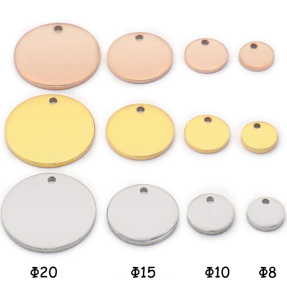 Lot de 100 pendentifs en acier inoxydable pour chat et chien gravés - Plaque d'identification vierge pour animal domestique - Argenté - 20 mm
