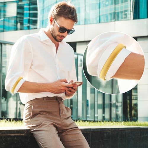 JJUNW 3 Paar Ärmelhalter, Metall Elastisch Bracelet Sleeve Holders Anti Rutsch Hülsenhalter Damen Herren Langarm Hemdhalter Metallarmbänder zum Fixiert Ärmel(Gold, Silber, Schwarz)