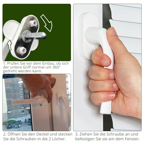 Lavck Fenstergriffe Weiß, 4 Stück Fenstergriff Aluminium Fensterschloss Balkontürgriff ohne Schließzylinder, in Stiftlänge 35mm, Türgriffe mit Schrauben für Fenster, Terrassentüren und Balkontüren