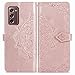 Produktbild DOHUI Hülle für Samsung Galaxy Z Fold 2 5G, Ultra Slim Premium PU Leder Flip Wallet Tasche mit Standfunktion und Magnetisch Schutzhülle Handyhüllen passt für Samsung Galaxy Z Fold 2 (Roségold)
