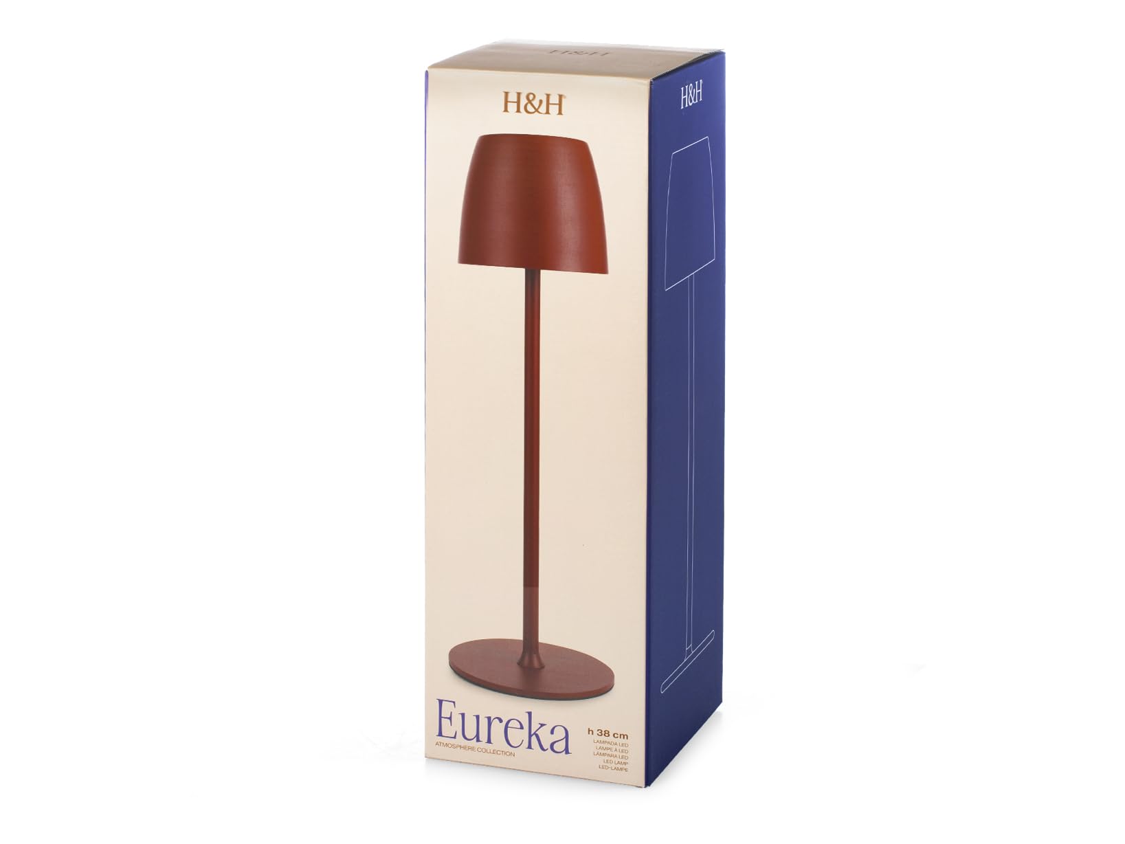 H&H Lampada da Tavolo Eureka in Metallo Rosso 38 cm – Ricaricabile a LED con Touch Dimmer – 3 Temperature Colore (calda, neutra, fredda) – Batteria al Litio 5200 mAh – Autonomia 10 Ore