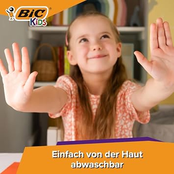BIC Kids Kid Couleur Ultra Yıkanabilir Keçeli Boya Kalemi 24 Renk, Kolayca Çoğu Kumaştan Çıkar, Su Bazlı Keçeli Kalem