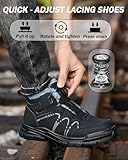 UnPtios Winter Safety Boots Thermal Work Boots for Men Women Steel Toe Caps Lightweight Keep Warm Safety Shoes Anti-Puncture Breathable Slip-Resistant Sole Protective 10UK, Black - Image 3