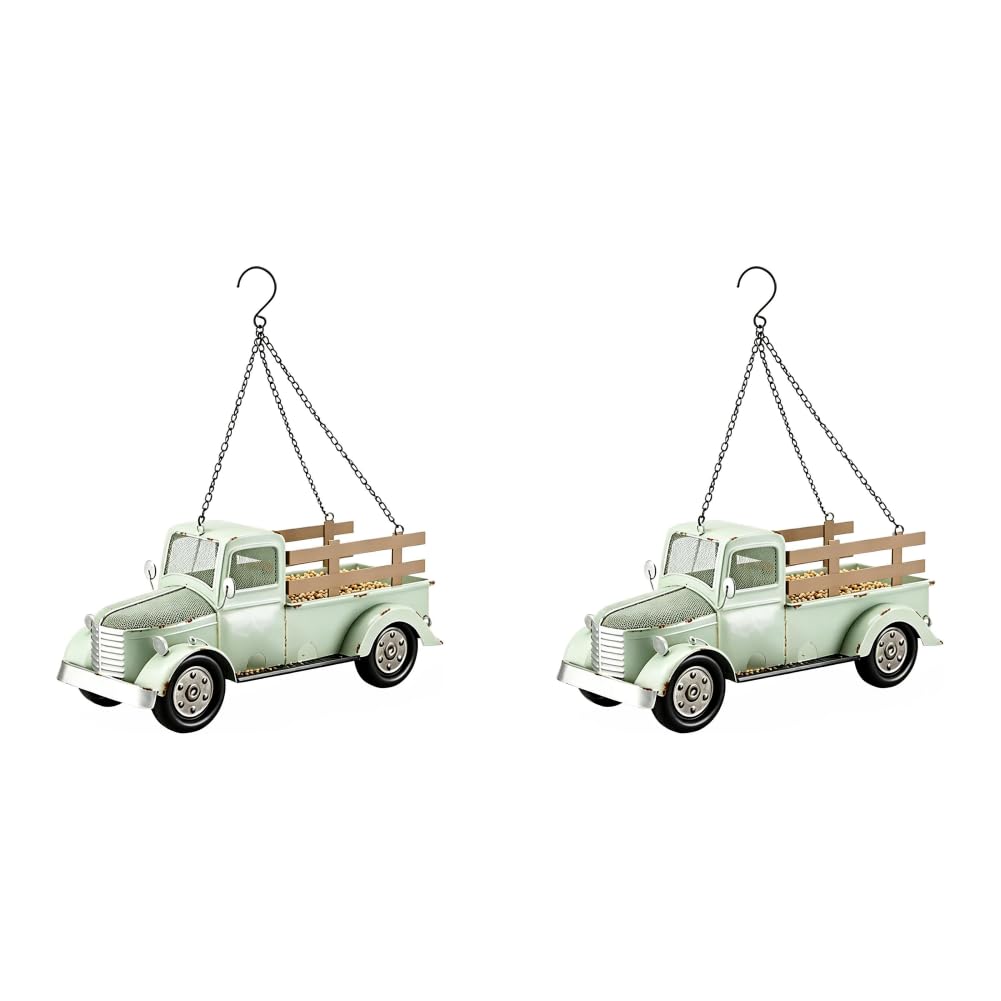 Mangiatoie per uccelli sospese con catena design retrò camion, per giardino e esterno