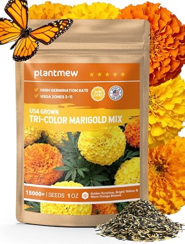 Tri-Color Marigold Seeds for Planting | 15,000+ Heirloom French M...